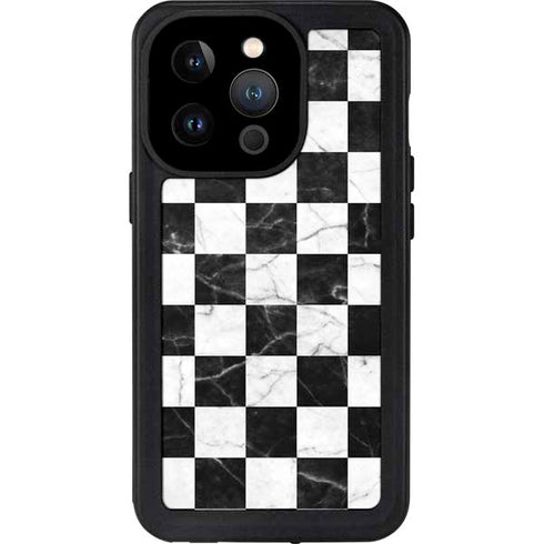 Checkered Marble iPhone 15 Pro Waterproof Case