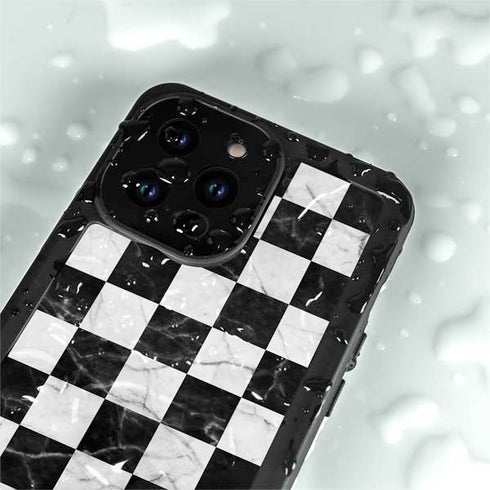 Checkered Marble iPhone 15 Pro Waterproof Case