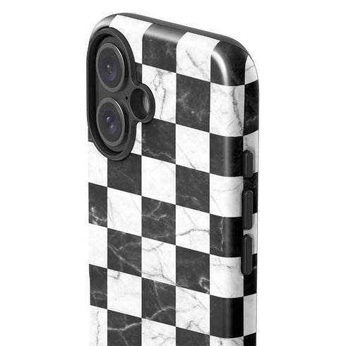 Checkered Marble iPhone 16 Plus Impact Case
