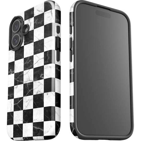 Checkered Marble iPhone 16 Plus Impact Case