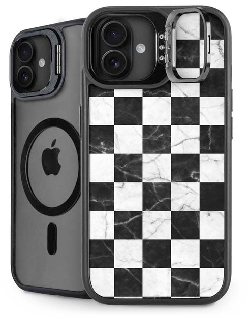 Checkered Marble iPhone 16 Plus Kickstand Case
