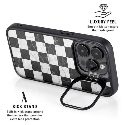 Checkered Marble iPhone 16 Pro Kickstand Case