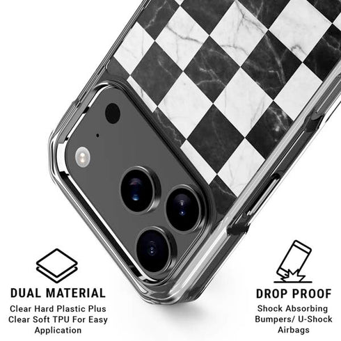 Checkered Marble iPhone 18 Pro Clear Case