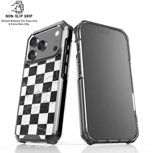 Checkered Marble iPhone 18 Pro Clear Case