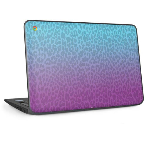 Cheetah Print Purple and Blue HP Chromebook Skin