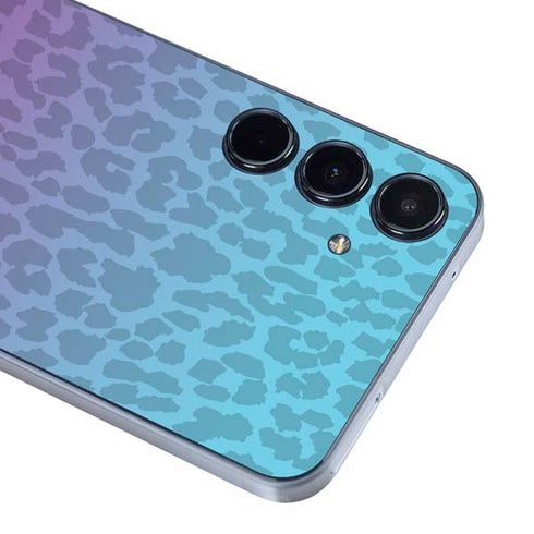 Cheetah Print Purple and Blue Galaxy A35 5G Skin