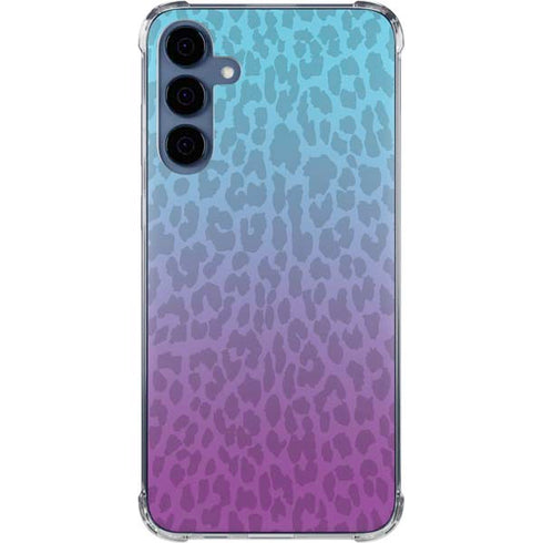 Cheetah Print Purple and Blue Galaxy A55 5G Clear Case