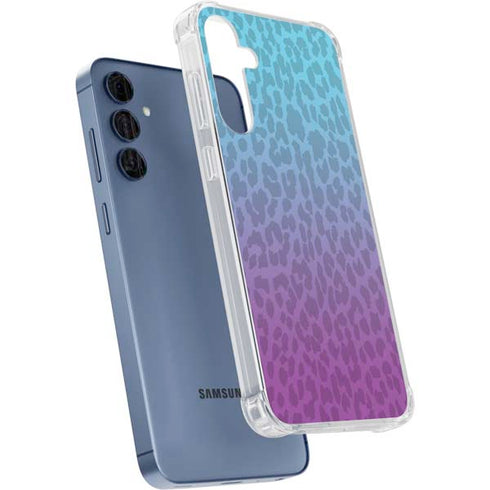 Cheetah Print Purple and Blue Galaxy A55 5G Clear Case