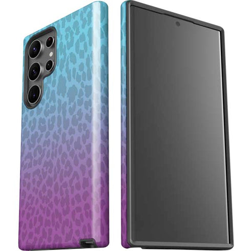 Cheetah Print Purple and Blue Galaxy S23 Ultra Pro Case