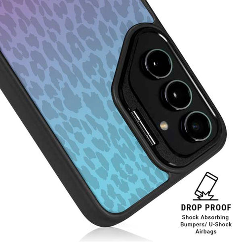 Cheetah Print Purple and Blue Galaxy S25 Kickstand Case