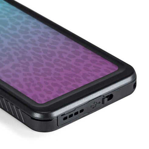 Cheetah Print Purple and Blue Galaxy S24 Waterproof Case