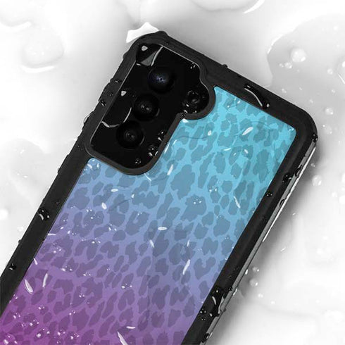 Cheetah Print Purple and Blue Galaxy S24 Waterproof Case