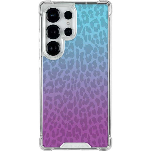 Cheetah Print Purple and Blue Galaxy S25 Ultra Clear Case