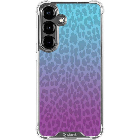 Cheetah Print Purple and Blue Galaxy S26 Plus Clear Case