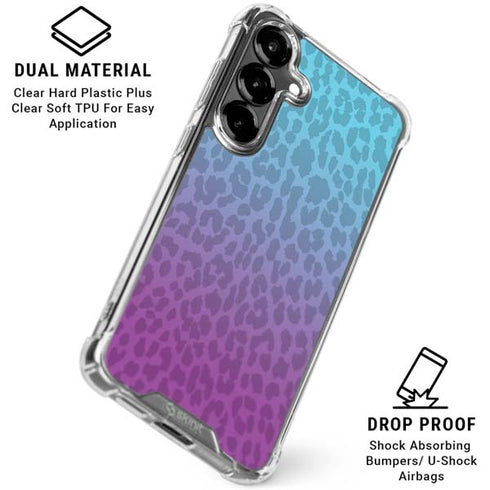 Cheetah Print Purple and Blue Galaxy S26 Plus Clear Case