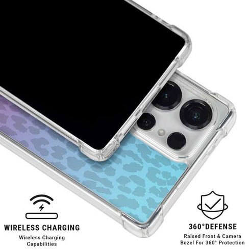 Cheetah Print Purple and Blue Galaxy S26 Ultra Clear Case