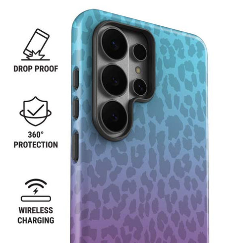Cheetah Print Purple and Blue Galaxy S26 Ultra Impact Case