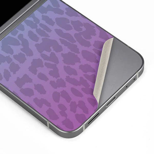 Cheetah Print Purple and Blue Galaxy Z Flip6 Skin
