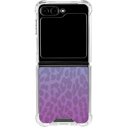 Cheetah Print Purple and Blue Galaxy Z Flip6 Clear Case