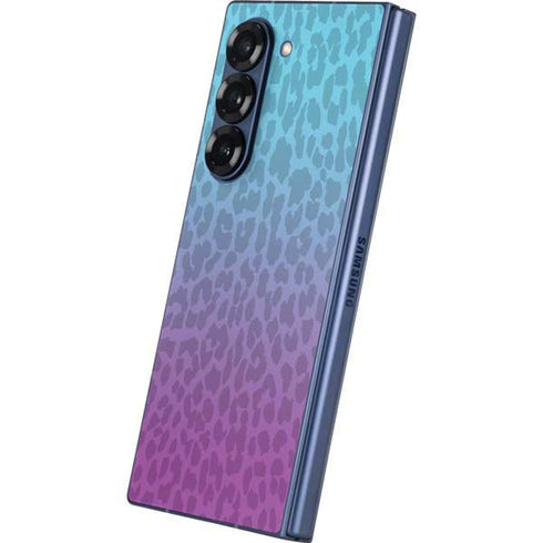 Cheetah Print Purple and Blue Galaxy Z Fold6 Skin