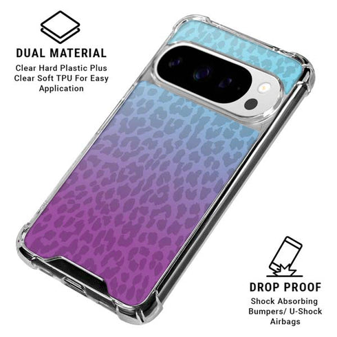Cheetah Print Purple and Blue Google Pixel 10 Pro XL Clear Case