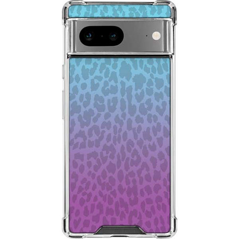 Cheetah Print Purple and Blue Google Pixel 8a Clear Case