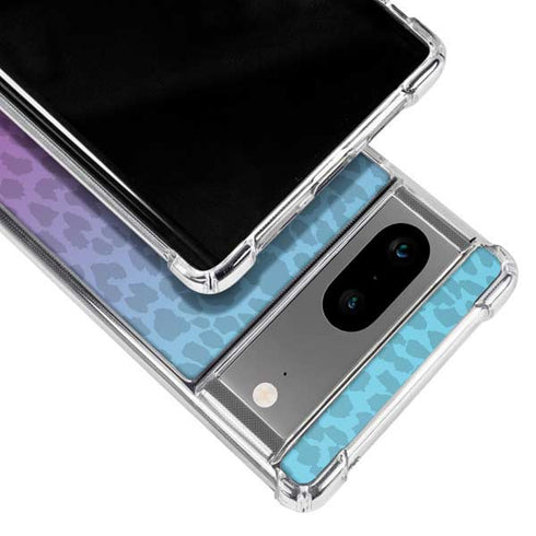Cheetah Print Purple and Blue Google Pixel 8a Clear Case
