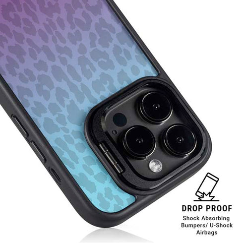 Cheetah Print Purple and Blue iPhone 13 Pro Kickstand Case