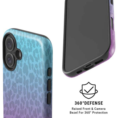 Cheetah Print Purple and Blue iPhone 16 Plus Magsafe Impact Case