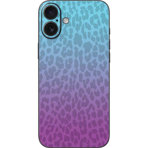 Cheetah Print Purple and Blue iPhone 16 Plus Skin