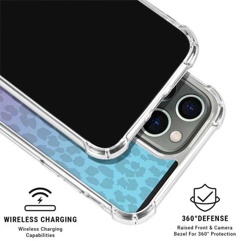 Cheetah Print Purple and Blue iPhone 16 Pro Clear Case