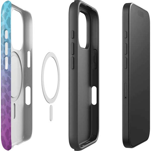 Cheetah Print Purple and Blue iPhone 16 Pro Magsafe Impact Case