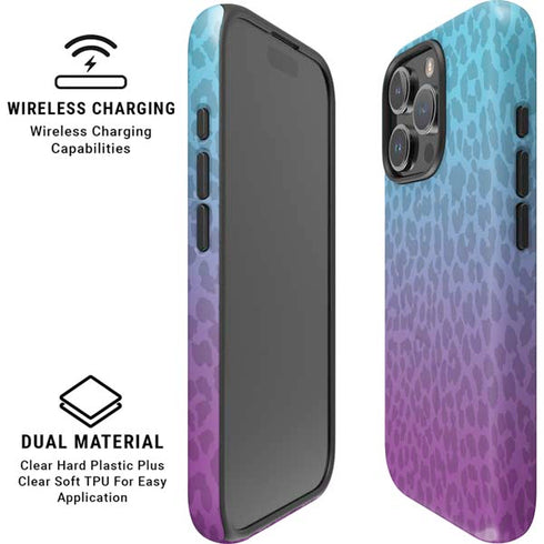 Cheetah Print Purple and Blue iPhone 16 Pro Magsafe Impact Case