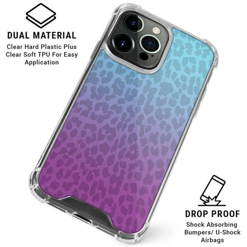Cheetah Print Purple and Blue iPhone 16 Pro Max Clear Case