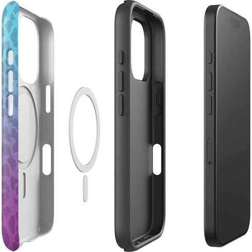 Cheetah Print Purple and Blue iPhone 16 Pro Max Magsafe Impact Case