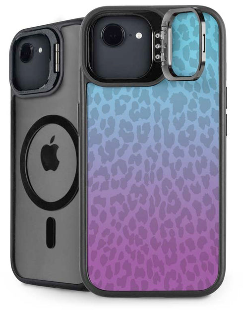 Cheetah Print Purple and Blue iPhone 16e Kickstand Case
