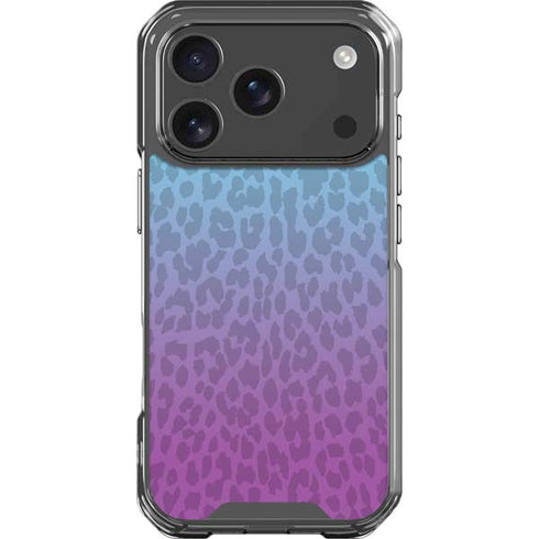 Cheetah Print Purple and Blue iPhone 18 Pro Clear Case