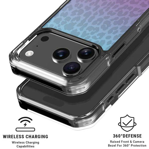Cheetah Print Purple and Blue iPhone 18 Pro Clear Case