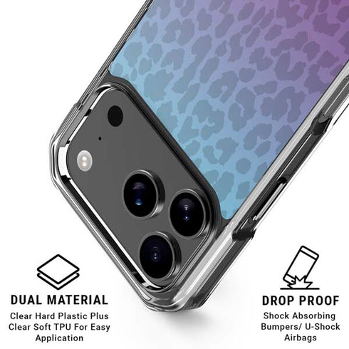 Cheetah Print Purple and Blue iPhone 18 Pro Clear Case