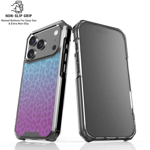 Cheetah Print Purple and Blue iPhone 18 Pro Clear Case