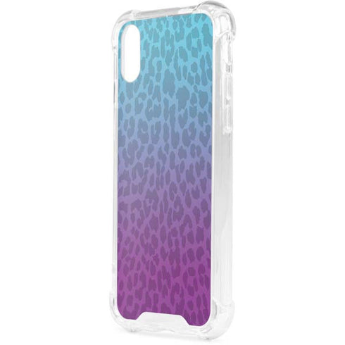 Cheetah Print Purple and Blue iPhone XS Clear Case