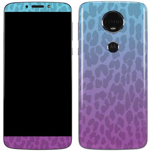 Cheetah Print Purple and Blue Moto E5 Plus Skin