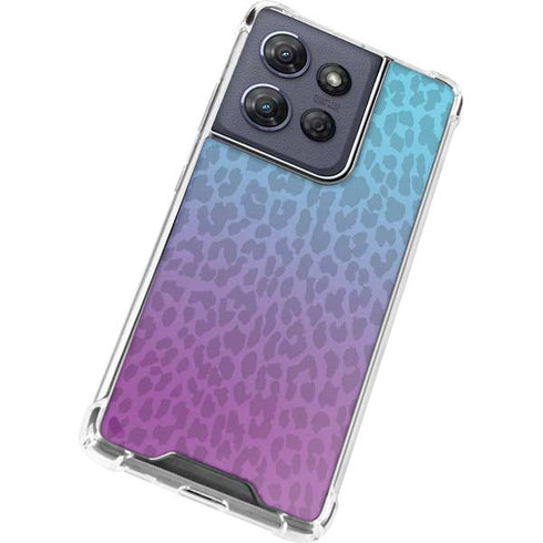 Cheetah Print Purple and Blue Moto G 5G (2025) Clear Case