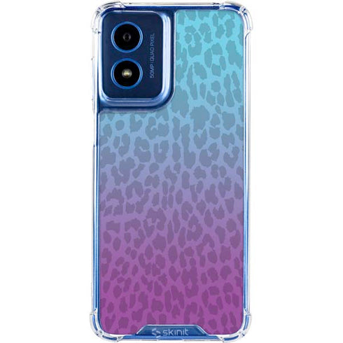 Cheetah Print Purple and Blue Moto G Play 4G (2024) Clear Case