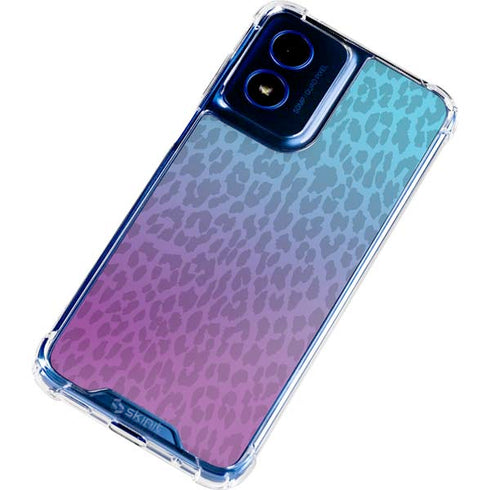 Cheetah Print Purple and Blue Moto G Play 4G (2024) Clear Case