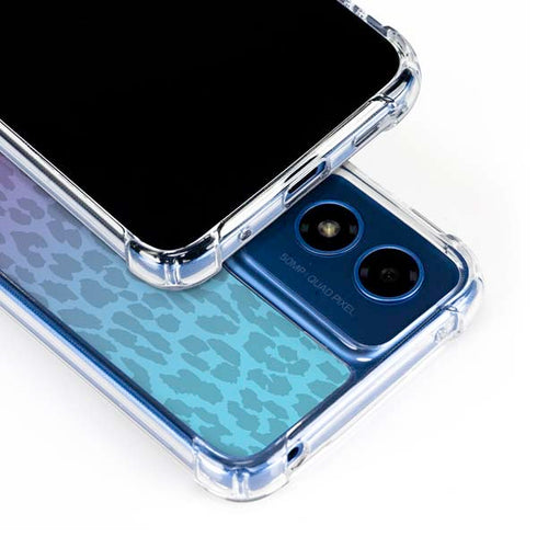 Cheetah Print Purple and Blue Moto G Play 4G (2024) Clear Case