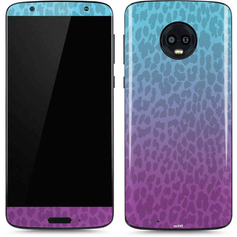 Cheetah Print Purple and Blue Moto G6 Skin