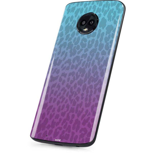 Cheetah Print Purple and Blue Moto G6 Skin