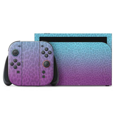 Cheetah Print Purple and Blue Nintendo Skins