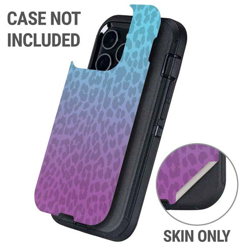 Cheetah Print Purple and Blue Otterbox Defender iPhone Skin
